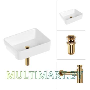 Умывальник Lauter 21675 (клапан 21190G + сифон 21635G, золото)
